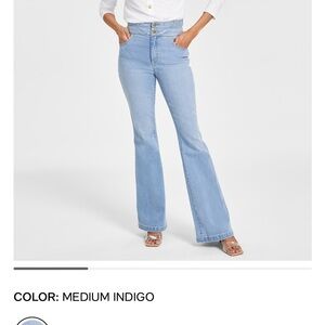 INC Brand New Indigo wash double button fit and flare jeans